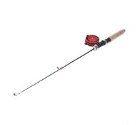 Telescopic Ice Fishing Rod and Reel For Combo| Portable Short Fiberglass Pole with Sensitive Tip| Smooth 3-Guide System for Winter Outdoor Ice Fishing| Black or(B65TB-65R Reel)