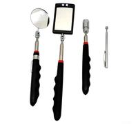 Telescopic Inspection Mirror for Car Mechanic Repair with 360° Rotating Magnetic Head and 2 Bright Led Lights Stainless Steel Extendable Rod 24- (Square Mirror)