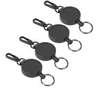 Telescopic Keychain,Anti Theft Retractable Key Ring High Resilience Wire Rope Carabiner Keychain Anti Multi Tool with Chain Steel Cable and Round Type for Advertising Promotion Gift Giving 4PCS