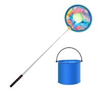 Telescopic Kids Fishing Net Set - Extendable butter-fly Net & Folding Fish Bucket For Crabbing, Pond Fishing & b-ug Catching