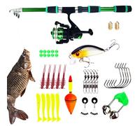 Telescopic Kit - Swivel Pole, Cast Rod | Portable Folding Reel Set, Freshwater Saltwater Equipment for Salmon Trout Kayak River Shore Boat Camping