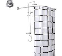 Telescopic L-Shaped Corner Shower Curtain Rod - 304 Stainless Steel Adjustable 60-90 x 80-130 cm Ideal for Bathrooms and Clothing Shops& Rust-Resistant