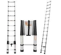 Telescopic Ladder 14.4FT/4,4M Multi-Purpose Folding Aluminium Foldable Ladder Extendable Portable Lightweight for Outdoor Indoor Work, 330lb Capacity