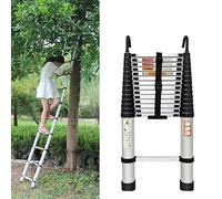 Telescopic Ladder 16.4FT with 2 Hooks, Aluminum Telescoping Ladder, Portable Loft Ladder for Home Outdoors, 330LB Capacity, EN131