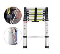 Telescopic Ladder 2.6m/8.5ft Aluminum Lightweight Portable Extendable Folding Ladder DIY Multipurpose Loft Ladder for Home Office Truck Outdoor Indoor