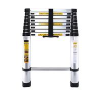 Telescopic Ladder 2.6M / 8.6FT Aluminium Extension Ladder, Heavy Duty Extendable Folding Ladder with Adjustable Height, Portable Loft Ladder for Home, Attic, Roof & Outdoor Use