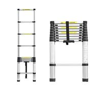 Telescopic Ladder, 2.6m Multi-purpose Aluminium Ladder, Non-Slip Extendable Ladder, Robust Portable Stepladder, for Home/Office/Warehouse/Loft