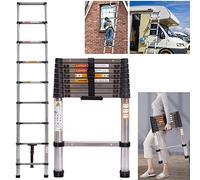 Telescopic Ladder 2.6M, Portable Telescoping Extension Stainless Steel Compact Home Loft Ladder, Collapsible Extendable Roof Multi-Purpose for Outdoor Indoor Use