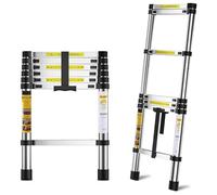 Telescopic Ladder, 2M/6.5FT Adjustable Height Max Load 150kg/330lb Thickened Aluminium Extension Telescoping for Decorating, Painting