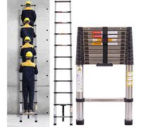Telescopic Ladder 3.2M, Extendable Ladder Multi-Purpose Folding Ladder 10.5FT, Extension Step Attic Ladder for Multipurpose, 150kg Capacity 11 Steps Stainless Steel Loft Ladder with EN131 Standard