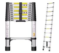 Telescopic Ladder, 3.2M Stainless Steel Ladders Extendable, Loft Ladder | Ladder with Non-Slip Feet and Triangle Support, Thickened High-Strength Folding Ladder for Roof Attic Caravans