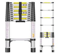 Telescopic Ladder, 3.2M Stainless Steel Thickened High-Strength Loft Ladder, Portable Ladders Extendable with Non-Slip Feet Adjustable Height for Roof Attic Caravans