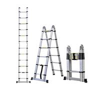 Telescopic Ladder, 3.8m(1.9+1.9) Multi-purpose Aluminium Folding Ladder, Non-Slip Extendable Ladder, Robust Portable Stepladder, for Home/Office/Warehouse/Loft