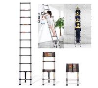 Telescopic Ladder 3.8m/12.5ft Folding Multi-Purpose Extension Ladder Portable Extendable Ladder Telescoping Collapsible Ladder for Garden Loft Office RV Car, 330lb Capacity EN131