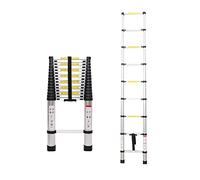 Telescopic Ladder 3.8m 12.5ft Ladders Extendable Aluminum Telescopic Extension Tall Multi Purpose Loft Ladders, 330 pound/150 kg Capacity Foldable Ladder with EN131 and CE Standard