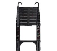 Telescopic Ladder, 3.8M Aluminium Extendable Telescoping Ladder with Hooks, Non-Slip Feet Adjustable Height for Roof and Home Renovation(Black)