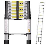 Telescopic Ladder, 3.8M Stainless Steel Ladders Extendable, Loft Ladder | Ladder with Non-Slip Feet and Triangle Support, Thickened High-Strength Folding Ladder for Roof Attic Caravans