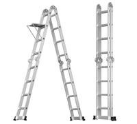 Telescopic Ladder 4.7M, Multi-purpose Folding Ladder, Portable Aluminium Ladder, Extendable Ladders Telescopic, 150kg Capacity Max Load, A-frame Ladder & Straight Ladder for Indoor Outdoor
