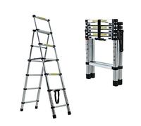 Telescopic Ladder 5+6 Steps Aluminum Telescoping Collapsible Ladder, A-Frame Extension Ladder Foldable Lightweight Ladders for Painting Walls, Changing Light Bulbs, Working, 150KG Capacity
