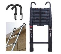 Telescopic Ladder 5M/16.4FT Multi-Purpose Folding Aluminium Telescoping Ladder Extendable Portable Loft Ladder Foldable Ladder with Detachable Hooks, EN131 and CE Standard