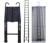 Telescopic Ladder 6.2m, Aluminum Lightweight Extendable Ladder with 2 Hooks and Stabiliser,Non-Slip Feet,Portable Ladders with a Maximum Load of 150 kg/330 lb (Black)