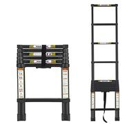 Telescopic Ladder, 6.5FT RIKADE Aluminum Telescoping Ladder with Non-Slip Feet, Portable Extension Ladder for Household and Outdoor Working, 330lb Capacity, Black, 2.0m/6.5FT (RK-SST-20-BL)