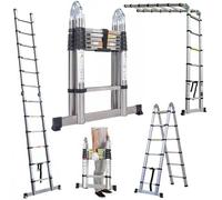 Telescopic Ladder Extendable Step Ladder Folding Multi Purpose Extension Ladders Portable A-Frame Ladder Stronger than others 3.8m/12.5ft(6.2FT+6.2FT)