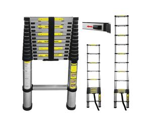 Telescopic Ladder Extendable Up To 3.8M Aluminum 13 Steps Folding Ladder New
