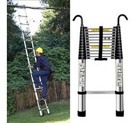 telescopic ladder, Folding 3.8m 6.2m 4.5m 8m 7m, Aluminum Telescoping Ladder with Roof Hooks & Feet(2.3m/7.5ft)