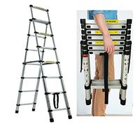 Telescopic Ladder Folding Ladder 1.4 m + 1.7 m Aluminium Ladder Stepladder Portable Multi-Purpose Loft Ladder 150 kg Load Capacity EN131