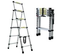 Telescopic Ladder, Folding Step Ladder, Retractable Aluminum Ladder Multi-Position, Adjustable A-Frame Stepladder with Handrails & Safety Lock, 330lbs Capacity(4+5 step, 5.58ft)