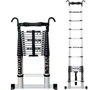 telescopic ladder, Multi-Purpose Extendable Ladder 8m/ 7m/ 6m/ 5m/ 4m/ 3m/ 2m/ 1m Telescoping Ladder with Detachable Hook(5.1m/16.7ft)