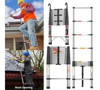 Telescopic Ladder Stainless Steel,load 150kg, Convenient Extendable ,For Pulling Walls, Changing Light Bulbs,Repairing Roofs,RV 8.5FT-2.6M