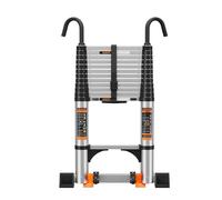 Telescopic Ladder with Non-Slip Feet,4.1M/13.5FT Aluminium Extension Loft Ladder with Stabilizer Bar and Detachable Hooks, Multi Purpose Extendable Portable Folding Ladders, step ladder(4.1M/13.5FT)