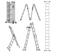 Telescopic Ladders 4.7M, Multi-Purpose Aluminum Extension Ladder 7 in 1, Foldable Lightweight Scaffold Ladder For RV, Attic, Home and outdoor work, Max capacity 150KG