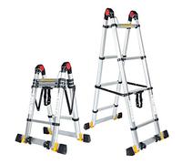 Telescopic Ladders 5.6 Ft Muti-Purpose DIY Portable Ladder with Casters Extension Straight Ladders Can Be Switched to A Straight Ladder Bearing Capacity: 330lbs