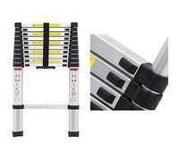 Telescopic Loft Ladder Collapsible Step Ladders Securing Bolt 3.2m/10.5Ft 3.2M EN131 Extendable Stainless Steel Ladders Folding Extending Portable 11 Steps Extension Ladder DIY Multi Purpose