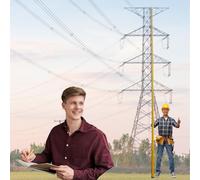 Telescopic Measuring Rod Stick, Lightweight Survey Pole with Carrying Bag, Insulated Height Stick for Lineman Live Power Line Work/Construction, 35kv-500kv Voltage(Yellow,59ft/18m)