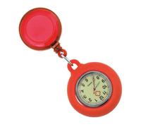 Telescopic Nurse Watch Red Nursing Pocket Watch with Accurate Quartz Movement and Easy to Carry Plastic Case Clip-on Design for Healthcare Professionals
