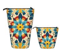 Telescopic Pencil Bag Pen Holder Pop Up Pencil Case,Standing Makeup Bag Big Capacity Stand Up Cosmetics Bag Colorful Arabic Editable File Yellow Retractable Transformer Bag for Office Supplies