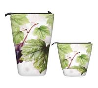 Telescopic Pencil Bag Pen Holder Pop Up Standing Pencil Case Beautiful Grape Leaves Cute Pencil Pouch Bag Stand Up Pen Bag Makeup Cosmetics Bag for Adult Office Supplies