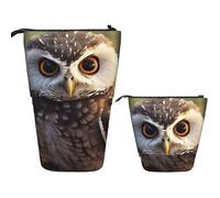 Telescopic Pencil Bag Pen Holder Pop Up Standing Pencil Case Cute Owl Cute Pencil Pouch Bag Stand Up Pen Bag Makeup Cosmetics Bag for Adult Office Supplies