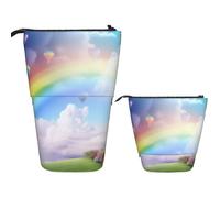 Telescopic Pencil Bag Pen Holder Pop Up Standing Pencil Case Dreamy Rainbow Cute Pencil Pouch Bag Stand Up Pen Bag Makeup Cosmetics Bag for Adult Office Supplies