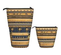 Telescopic Pencil Bag Pen Holder Pop Up Standing Pencil Case Egyptian Pharaonic Frescoes Cute Pencil Pouch Bag Stand Up Pen Bag Makeup Cosmetics Bag for Adult Office Supplies