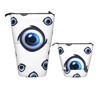 Telescopic Pencil Bag Pen Holder Pop Up Standing Pencil Case Evil eyes Cute Pencil Pouch Bag Stand Up Pen Bag Makeup Cosmetics Bag for Adult Office Supplies