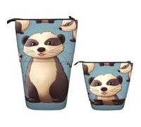 Telescopic Pencil Bag Pen Holder Pop Up Standing Pencil Case Hairy Ferret Cute Pencil Pouch Bag Stand Up Pen Bag Makeup Cosmetics Bag for Adult Office Supplies