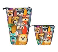 Telescopic Pencil Bag Pen Holder Pop Up Standing Pencil Case Oil Cute Schnauzer Dogs Cute Pencil Pouch Bag Stand Up Pen Bag Makeup Cosmetics Bag for Adult Office Supplies