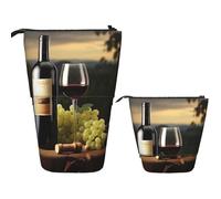 Telescopic Pencil Bag Pen Holder Pop Up Standing Pencil Case Red Wine Cute Pencil Pouch Bag Stand Up Pen Bag Makeup Cosmetics Bag for Adult Office Supplies