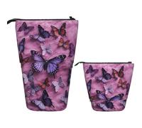 Telescopic Pencil Bag Pen Holder Pop Up Stationery Case All butterflies Standing Pencil Case Cute Pencil Pouch Bag Stand Up Pen Bag Makeup Cosmetics Bag for Adult Office Supplies