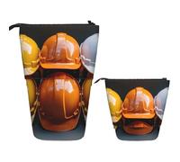 Telescopic Pencil Bag Pen Holder Pop Up Stationery Case Construction helmets Standing Pencil Case Cute Pencil Pouch Bag Stand Up Pen Bag Makeup Cosmetics Bag for Adult Office Supplies